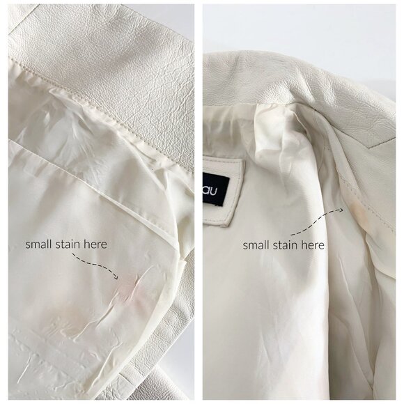 Vintage Y2K Bone White Leather Jacket by Le Chateau / size XXS - Picture 11 of 12